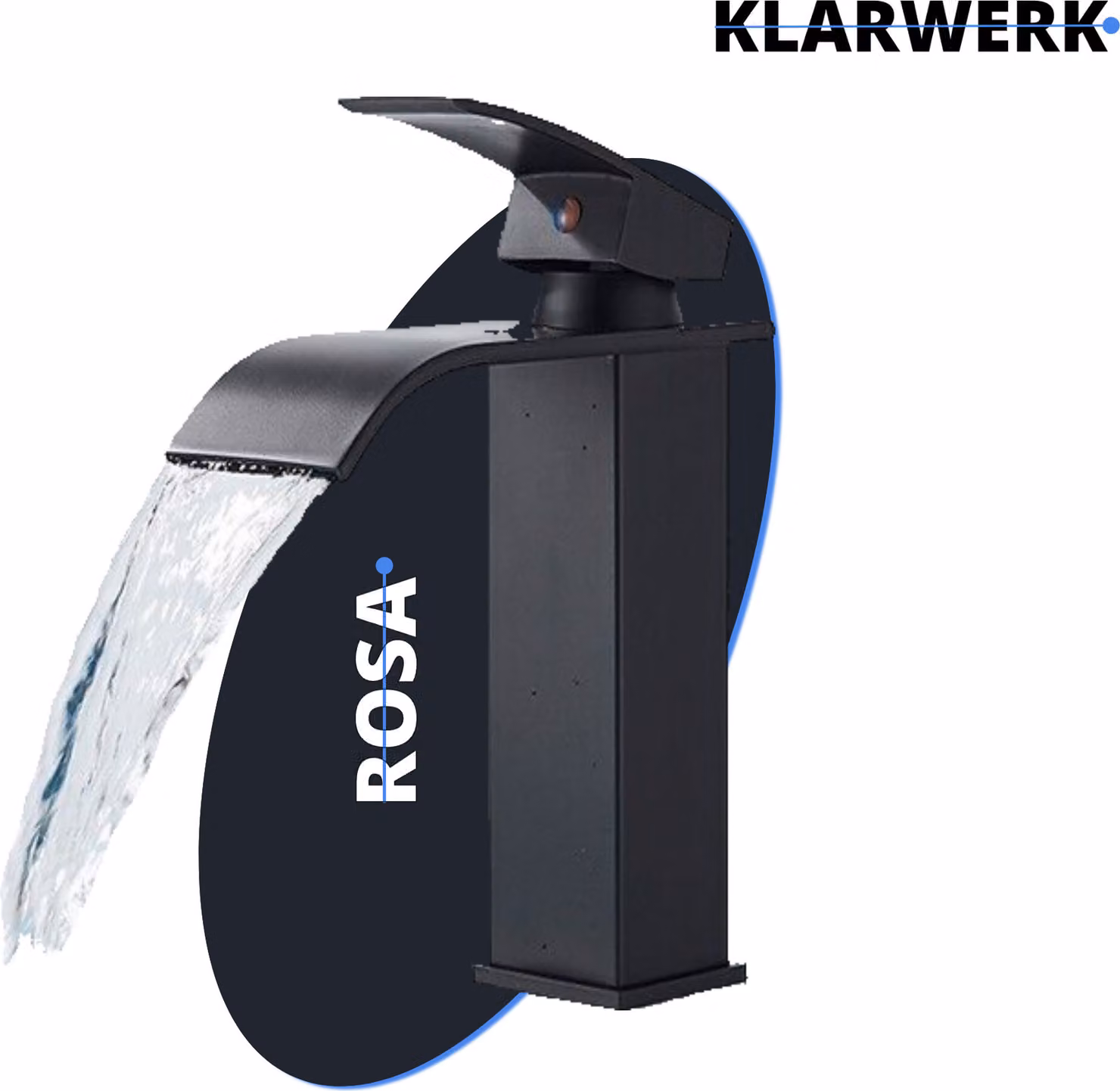 ROSA | Miscelatore a cascata per bagno Premium hotel nero | Miscelatore gastronomico in acciaio inox per lavabo | Rubinetto di design angolare