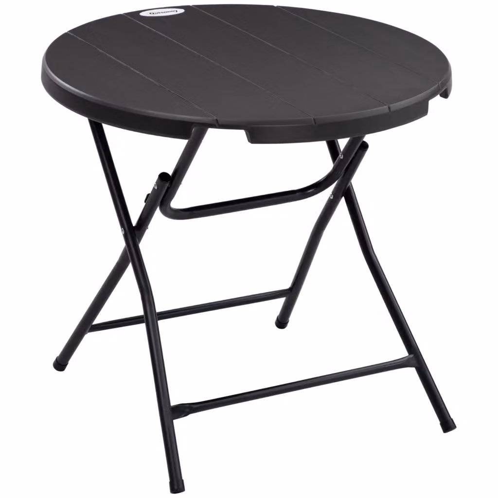 Tavolo da giardino rotondo pieghevole MINIMAL con effetto legno, colore grigio antracite, Diametro: 80 cm – 2