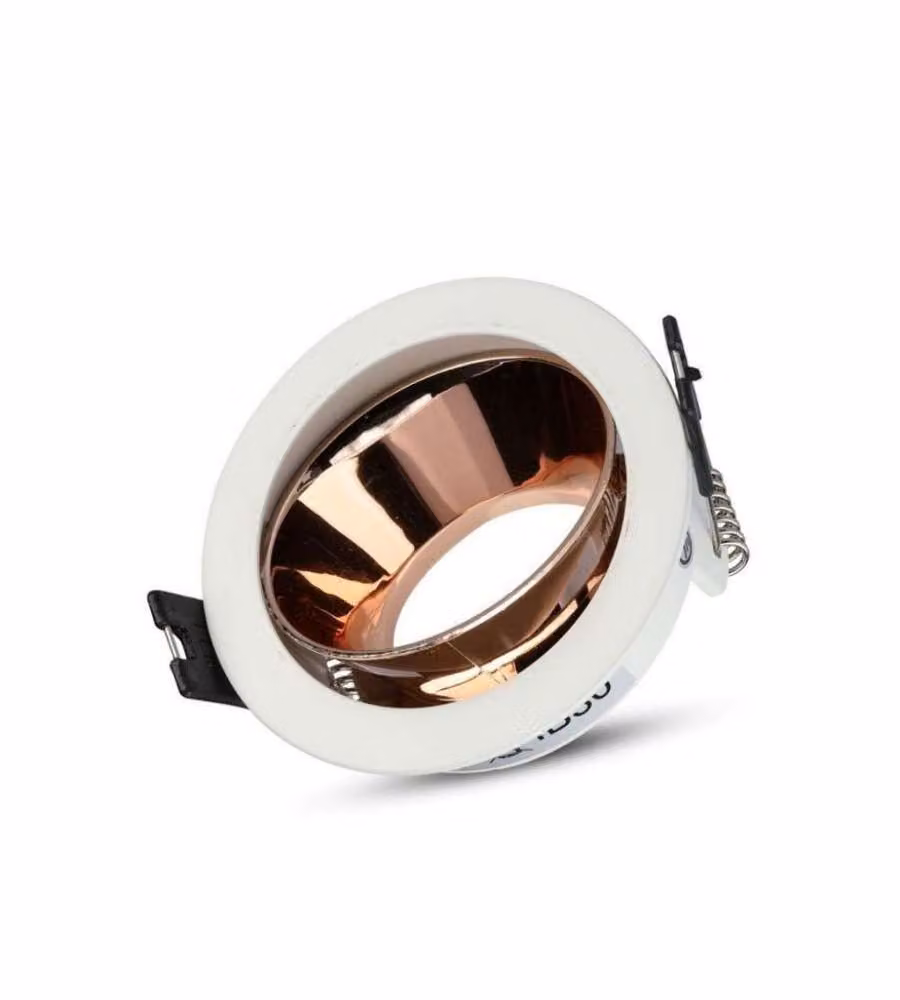 Portafaretto LED da Incasso GU10 Rotondo Colore Bianco con Supporto Orientabile Oro Rosa