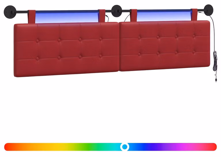 Testiera sospesa Con luce LED Rosso Vino Pelle finta
