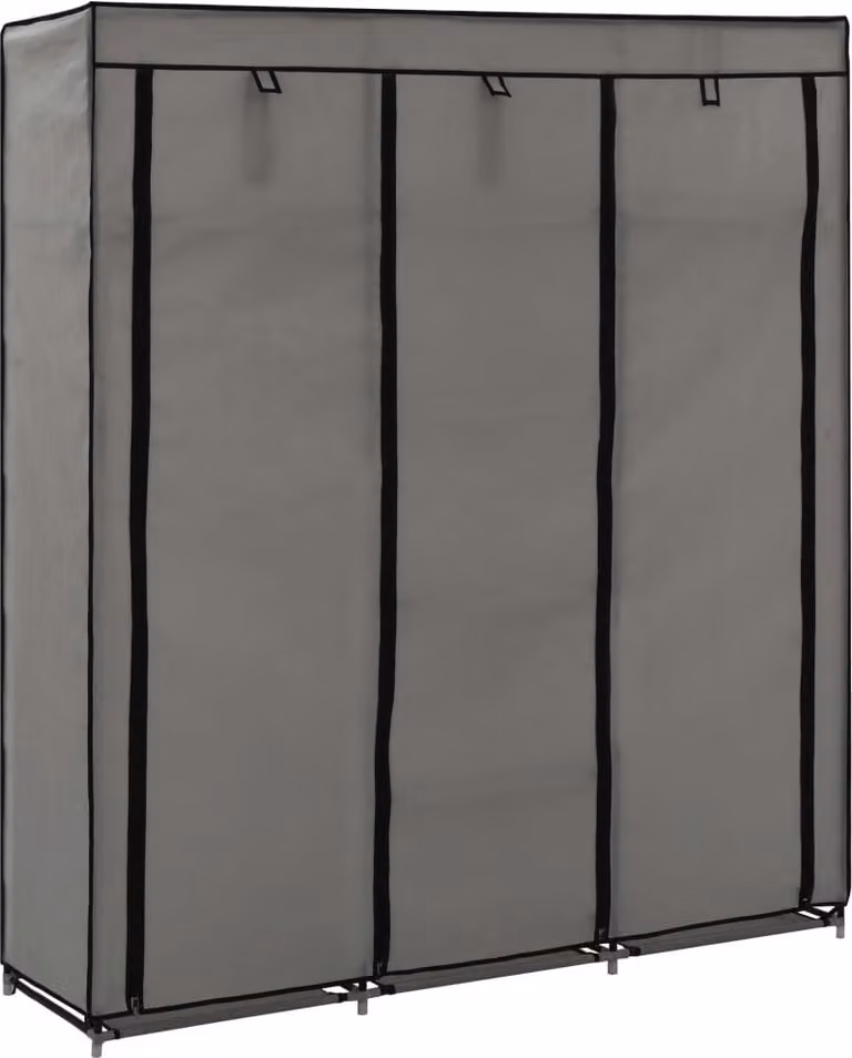 The Living Store Armadio con ripiani e aste Grigio 150x45x175cm Tessuto