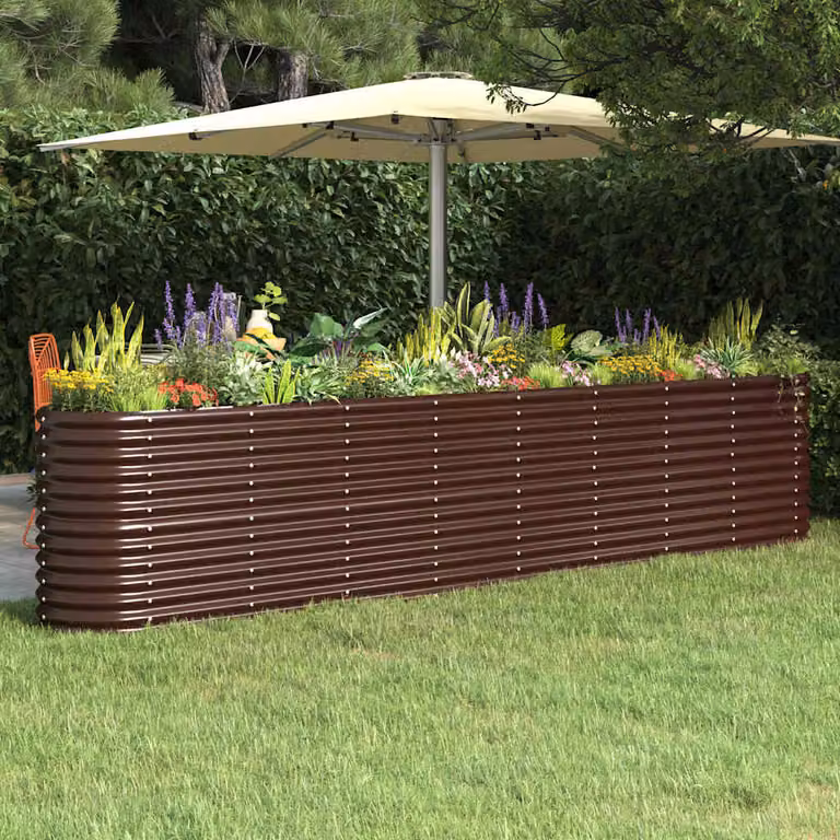 Letto rialzato da giardino vidaXL in acciaio zincato marrone L: 332 cm, P: 40 cm, H: 68 cm