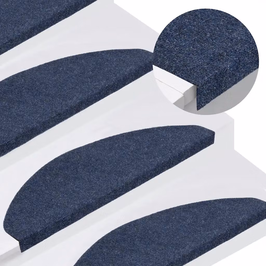 vidaXL Set di 30 Tappetini Autoadesivi per Scale Blu, Antiscivolo e Fonoassorbenti, L 65 x P 22,5 x H 3,5 cm
