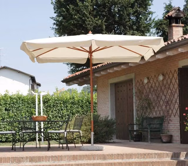 Ombrellone Cheonda in Legno con Copertura in Poliestere Ecru' L 300 x P 300 cm