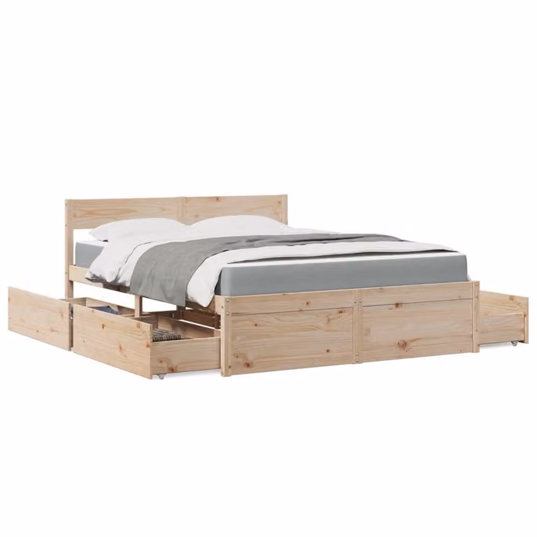 Maison Exclusive - Letto con Cassetti e Materasso 140x200 cm Legno Massello Pino