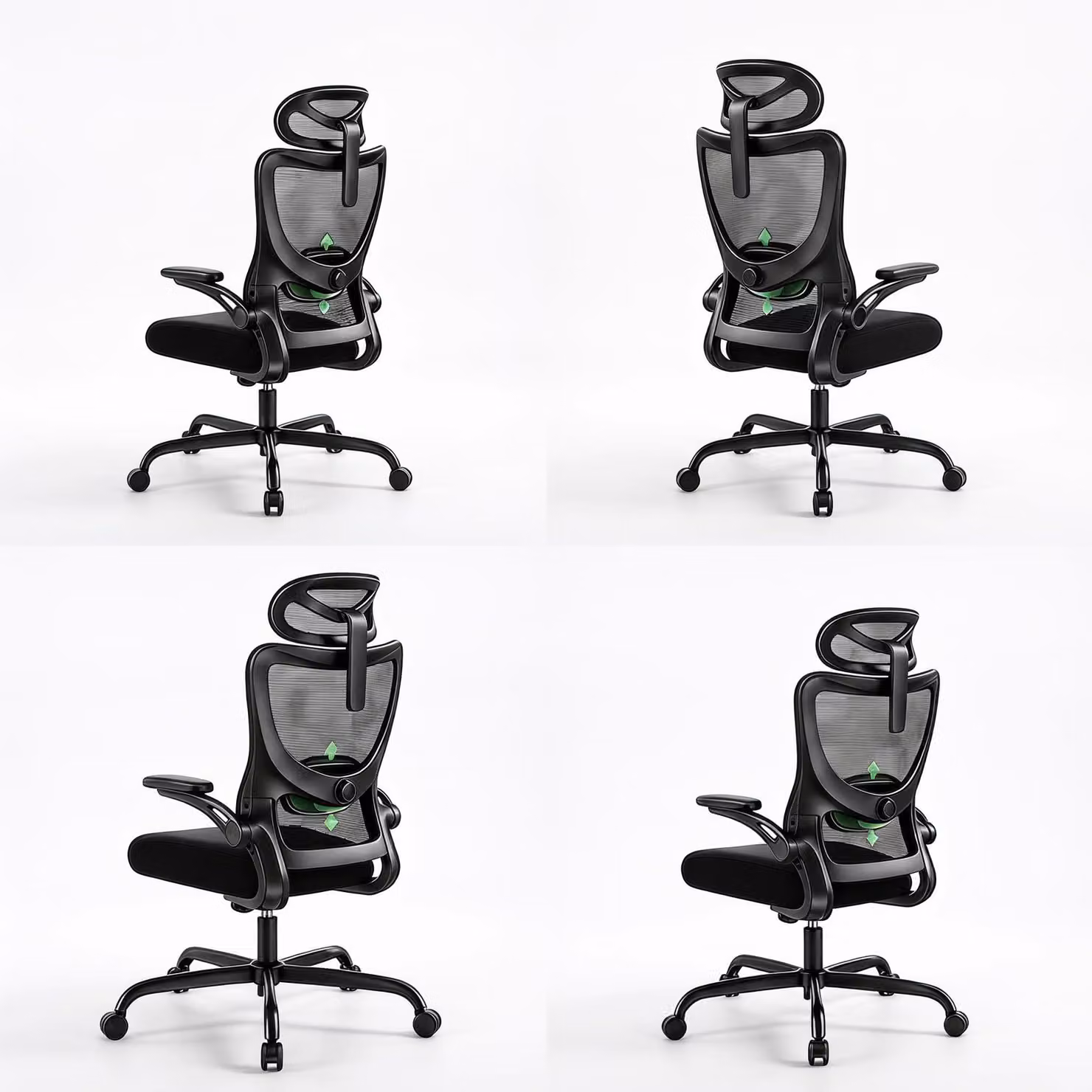 Sedia da ufficio Marsail, ergonomica: sedia da scrivania ergonomica con supporto 2D