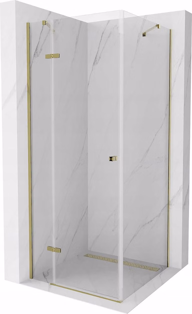 Mexen Roma cabina doccia con porta a battente 80 x 80 cm, trasparente, dorata - 854-080-080-50-00
