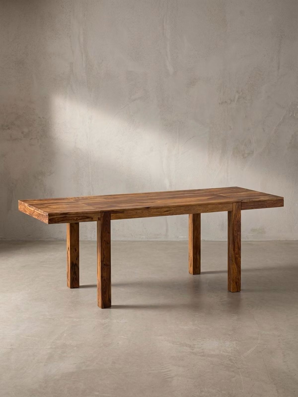 Tavolo da pranzo 120 - 200 cm in legno massello di sheesham senza tempo, tavolo da cucina allungabile, tavolo da pranzo grande rettangolare semplice, tavolo da pranzo in legno