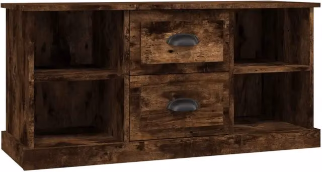 Mobile porta TV in legno multistrato Rovere Fumo, stile rustico, L: 99,5 cm, P: 35,5 cm, H: 48 cm