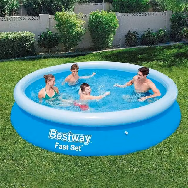 Piscina Gonfiabile Rotonda Fast Set Trade Shop Blu con Predisposizione per Pompa Filtro Diametro: 366 cm, Altezza: 76 cm – 1