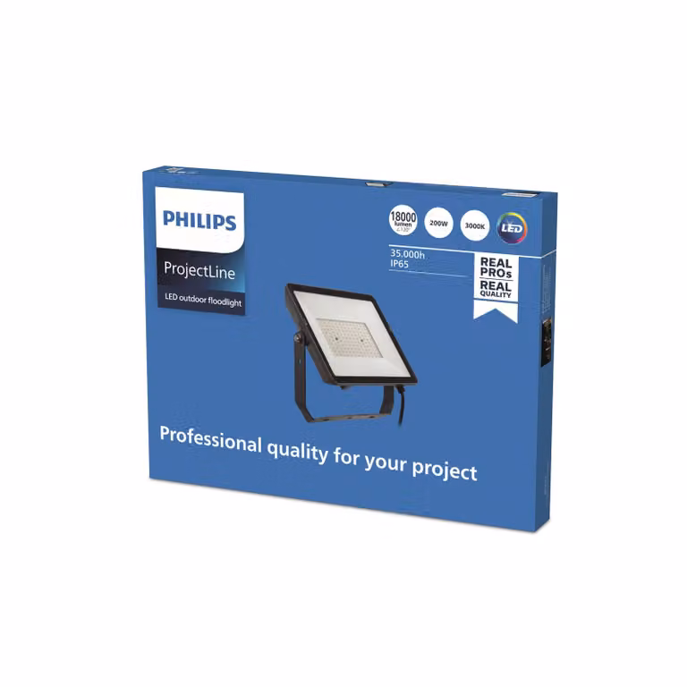 Philips ProjectLine, faretto da esterno a LED 3.000K 200W ProjectLine, Nero, Metallo, Lampada LED da esterni