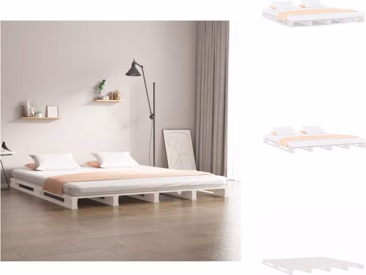 vidaXL Letto a pallet bianco 160x200 cm in legno di pino massiccio - Letti e strutture letto