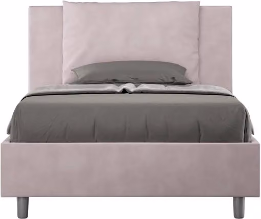 Letto imbottito 1 piazza e mezza 120x190 cm Antea - Con rete,Glicine,Microfibra
