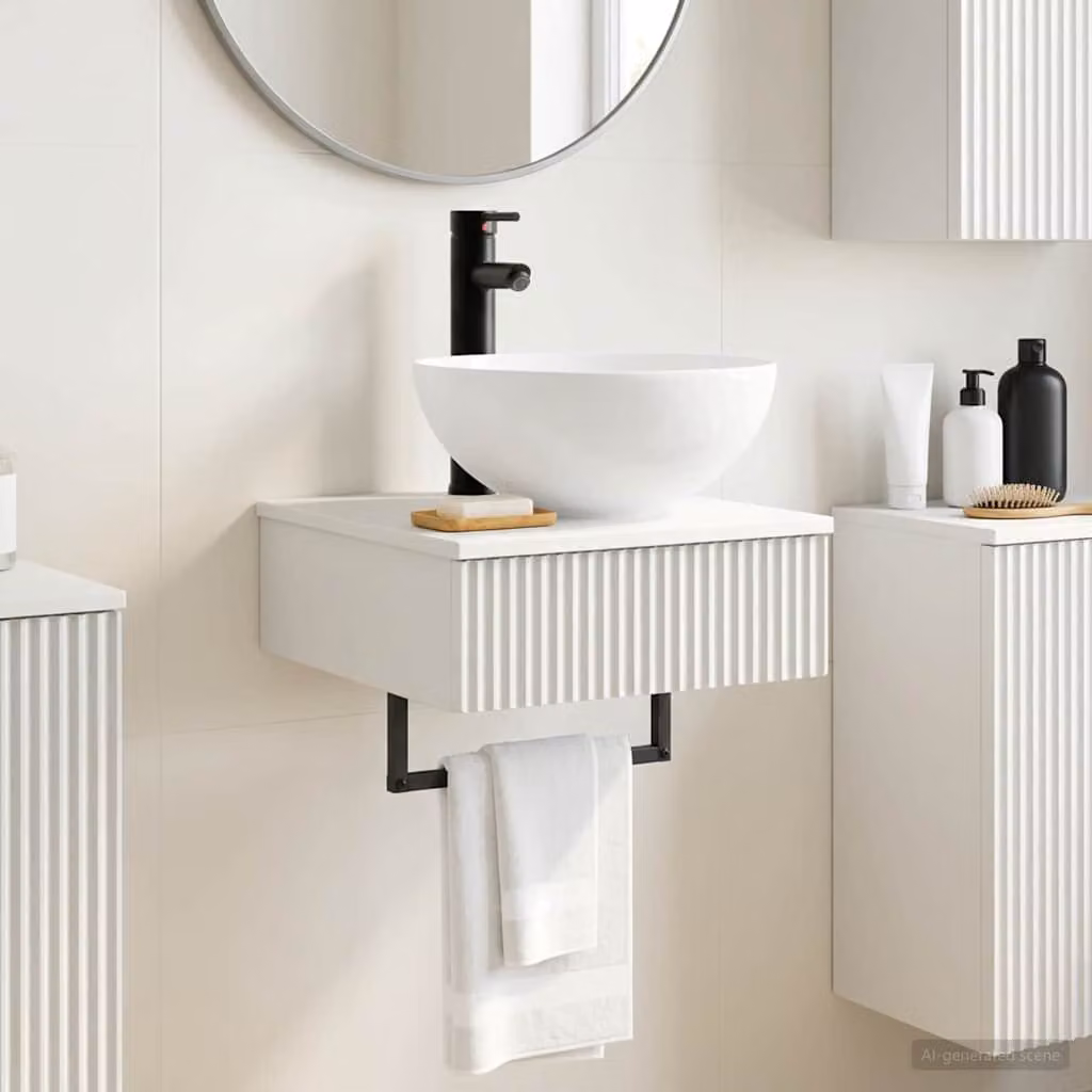 Lavabo da parete vidaXL Bianco in MDF per bagno L: 40 cm, P: 41 cm, H: 40,5 cm