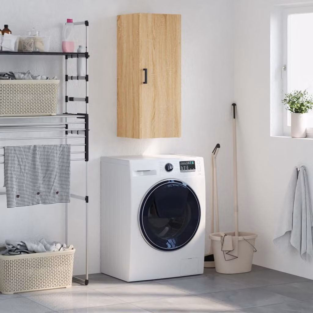 Mobile a parete vidaXL in stile moderno, Rovere Sonoma, L 34,5 cm x P 34 cm x H 90 cm