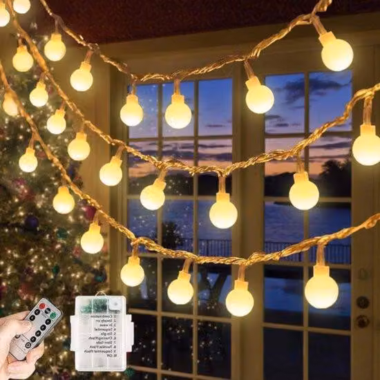 Striscia luminosa a LED con 40 luci - Decorazioni per esterni e natalizie - 5 m - Luce calda