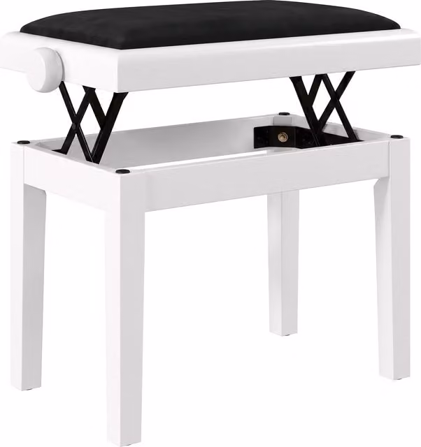 Panca per pianoforte regolabile HOMCOM con cuscino imbottito in velluto bianco – 1