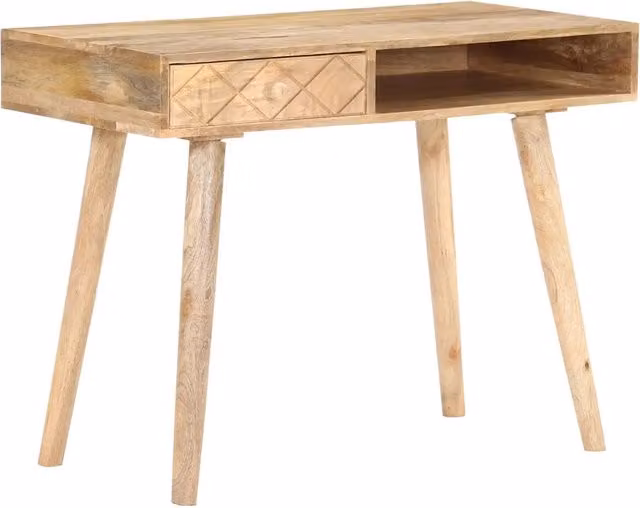 Toeletta | Tavolino da Trucco 100x50x76 cm in Legno Massello di Mango