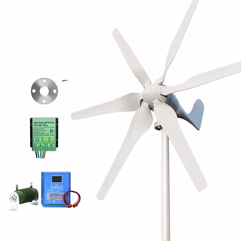 Generatore eolico, 6 pale, soluzione energetica indipendente dalla rete, con sistema di controllo ibrido, potenza nominale 3000W, tensione 12V