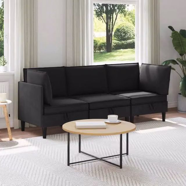 Set di mobili per il soggiorno 3 pz Nero Tessuto 3413808