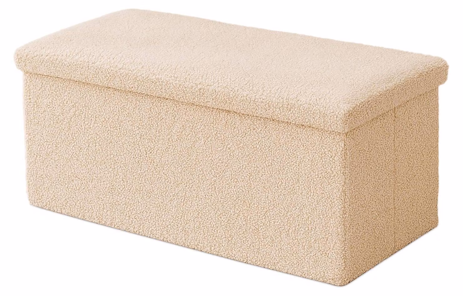 Panca contenitore pieghevole con tessuto Teddy, 2 posti