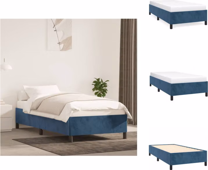 vidaXL Struttura letto blu scuro 90x190 cm in velluto - Letti e strutture letto