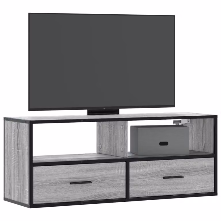 Mobile TV vidaXL in stile industriale in legno e metallo, Grigio Sonoma, L 100 cm x P 31 cm x H 39,5 cm
