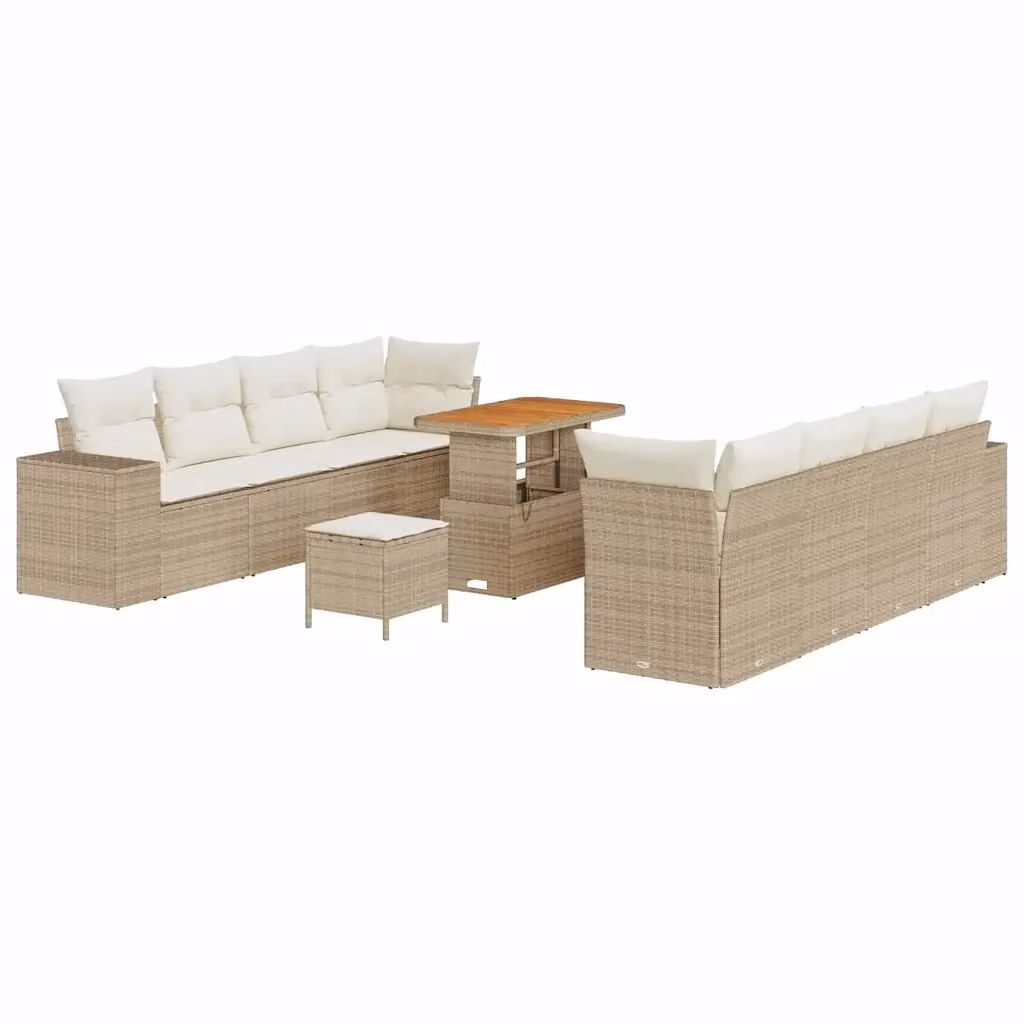 Set Divano da Giardino Moderno vidaXL in Polyrattan Beige con Cuscini e Tavolino da Esterno – 2