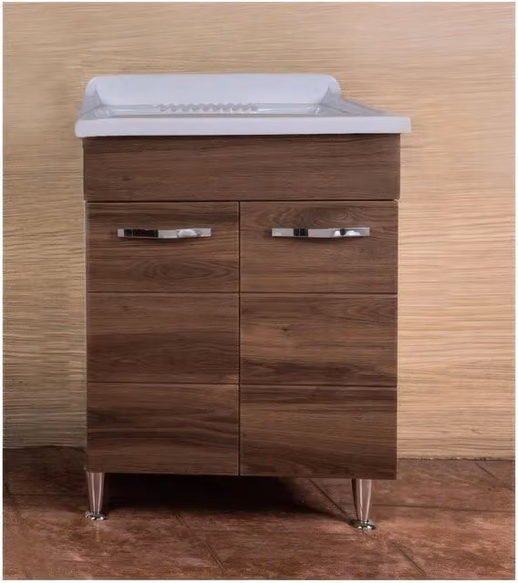 Mobile Lavatoio Antonella 60 x 50 x h 85 cm Noce con Vasca Antiacido e Sifone