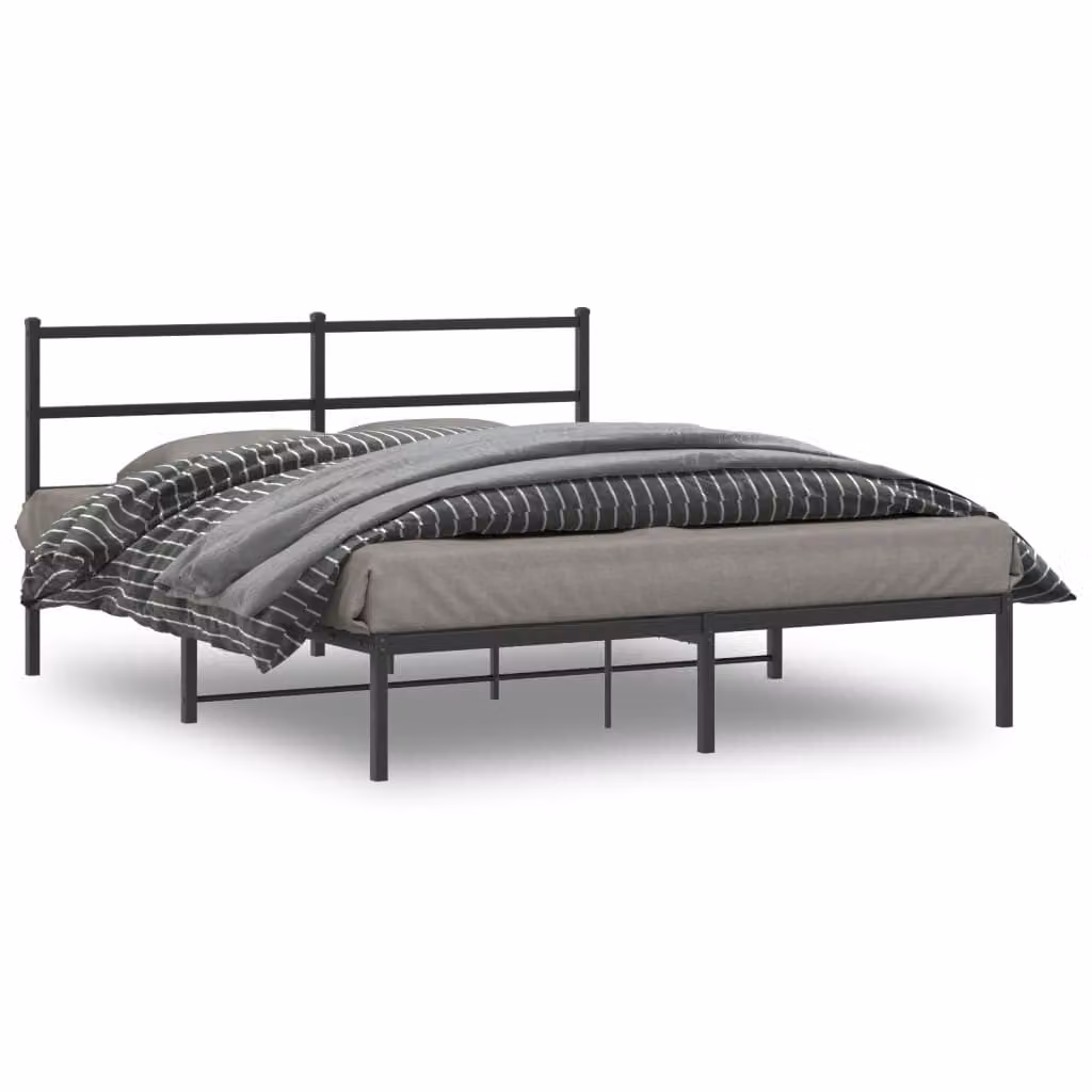 vidaXL Giroletto con Testiera in Metallo Nero L/P: 160 x 200 cm