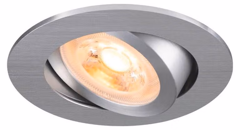 Plafoniera da incasso New Tria 68 rotonda GU10 in alluminio spazzolato