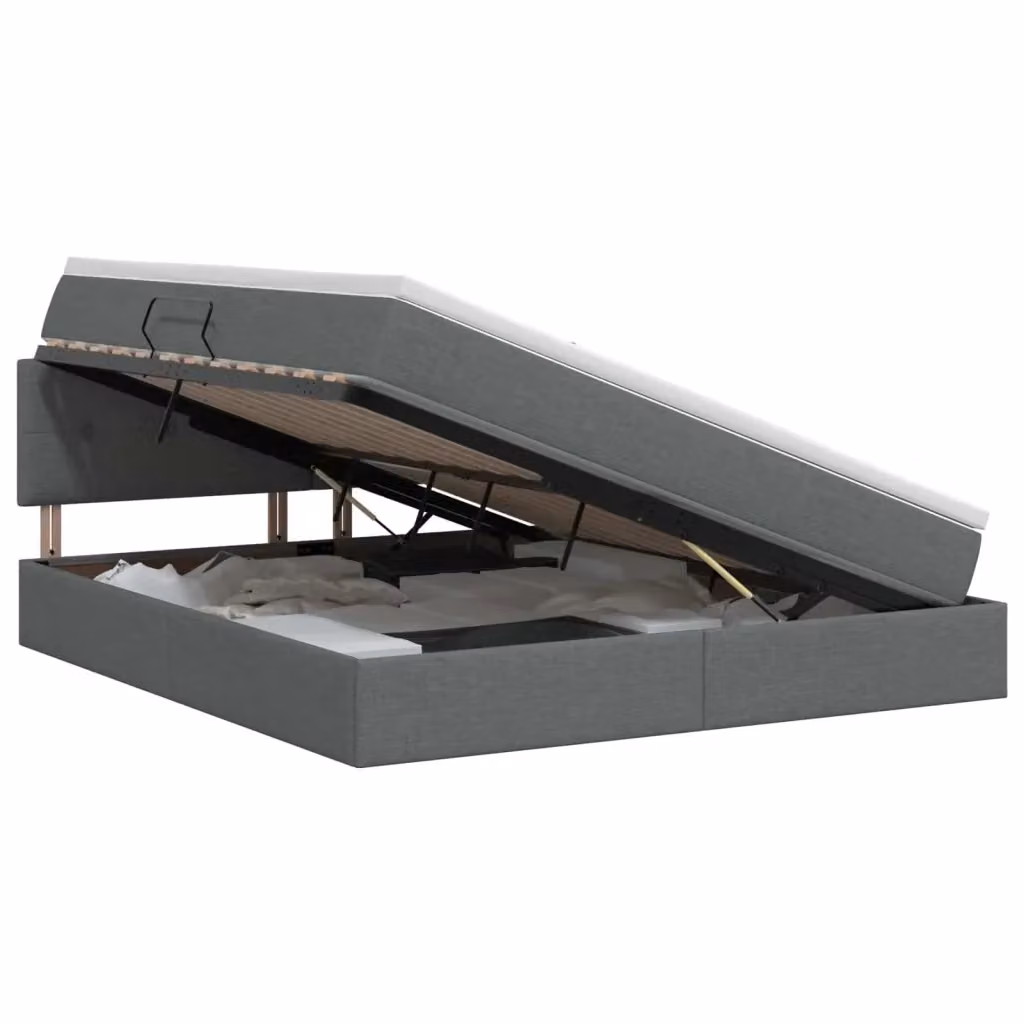 Letto con contenitore e materasso vidaXL moderno in tessuto Grigio e Bianco L/P/H: 140 x 200 x 88 cm – 2