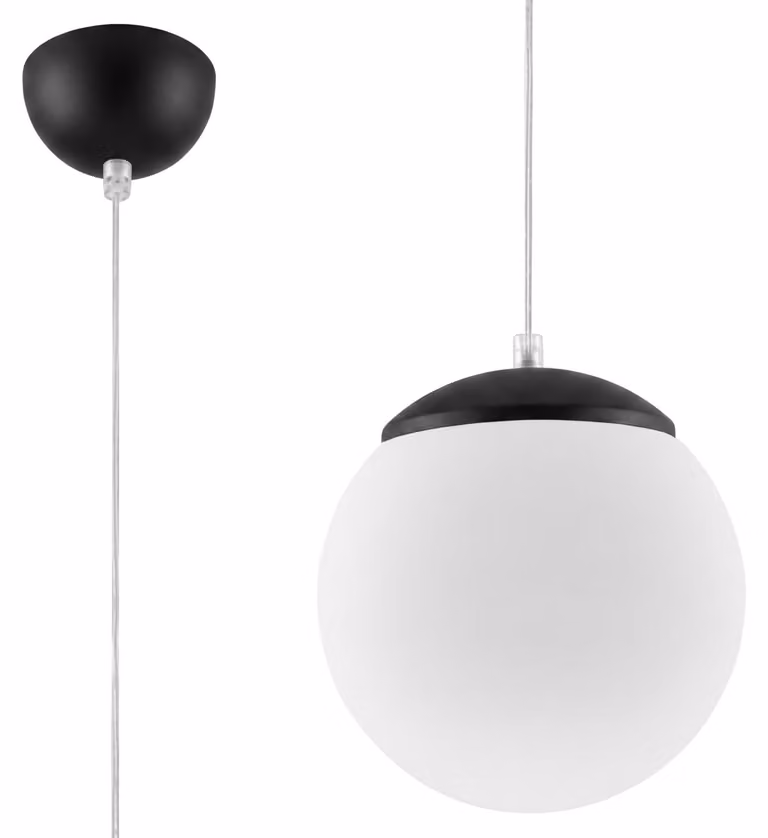 Lampada a sospensione UGO 20 nera 1xE27 15W acciaio/vetro 110x20x20cm Sollux Lighting