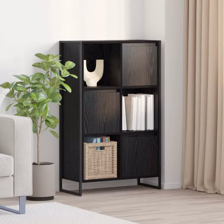 Armadio per libri vidaXL in stile industrial nero con pannello posteriore, L: 68 cm, P: 30 cm, H: 108.5 cm