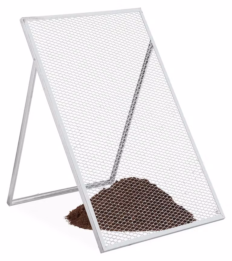 Relaxdays Setaccio a passanti, A x L: 100 x 60 cm, setaccio da giardino zincato, lamiera stirata 15 x 30 mm, setaccio per compost, acciaio, argento