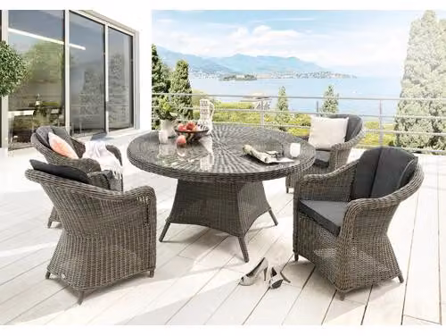 Dinette Destiny MALAGA con tavolo da pranzo rotondo Ø150cm (4 persone) Grigio Vintage
