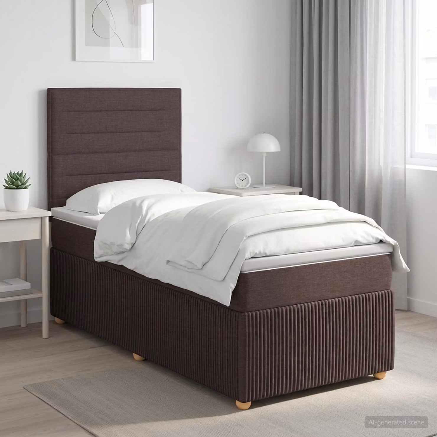 Letto box spring con materasso a molle insacchettate vidaXL, Marrone e Bianco, L/P/H: 90 x 200 x 76 cm
