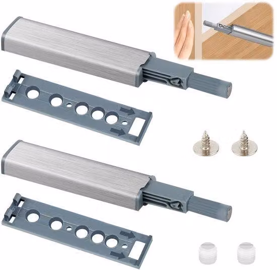 Set Unyqoos® (2 pezzi) di aperture a pressione per ante di armadi e mobili e cassetti, resistenti alla ruggine, facile installazione senza foratura