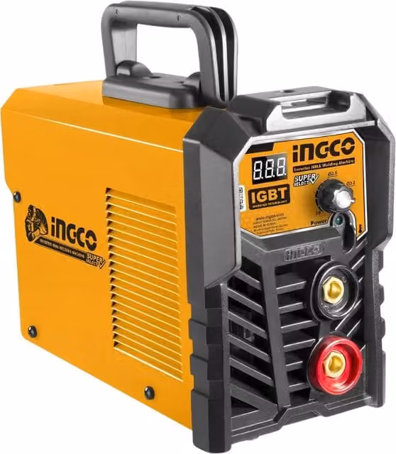 Saldatrice inverter portatile INGCO modello MMA 10-160Ah gialla con elmetto e spazzola – 1