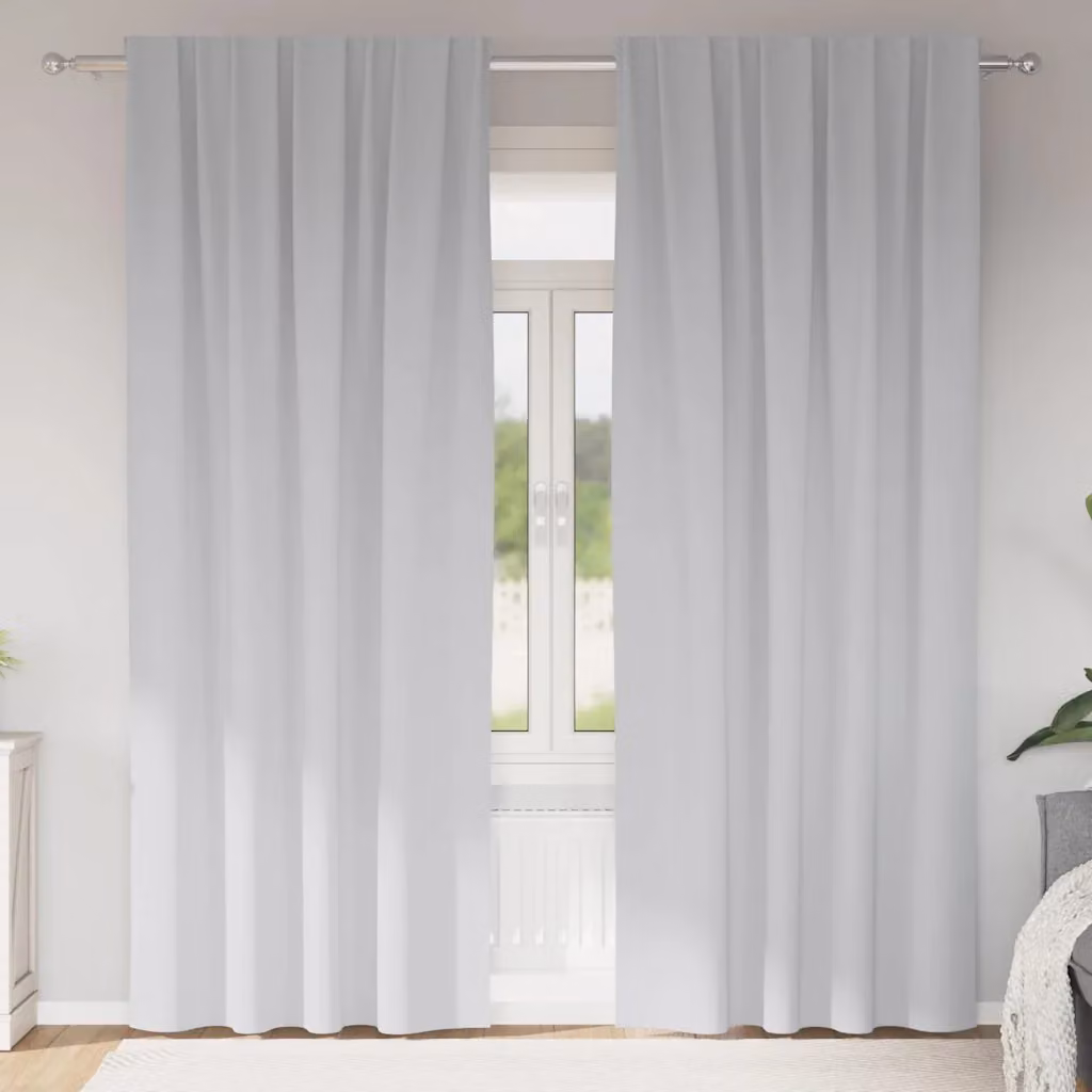 Set di 2 tende blackout vidaXL con anelli in poliestere, colore grigio, H: 260 cm x L: 140 cm