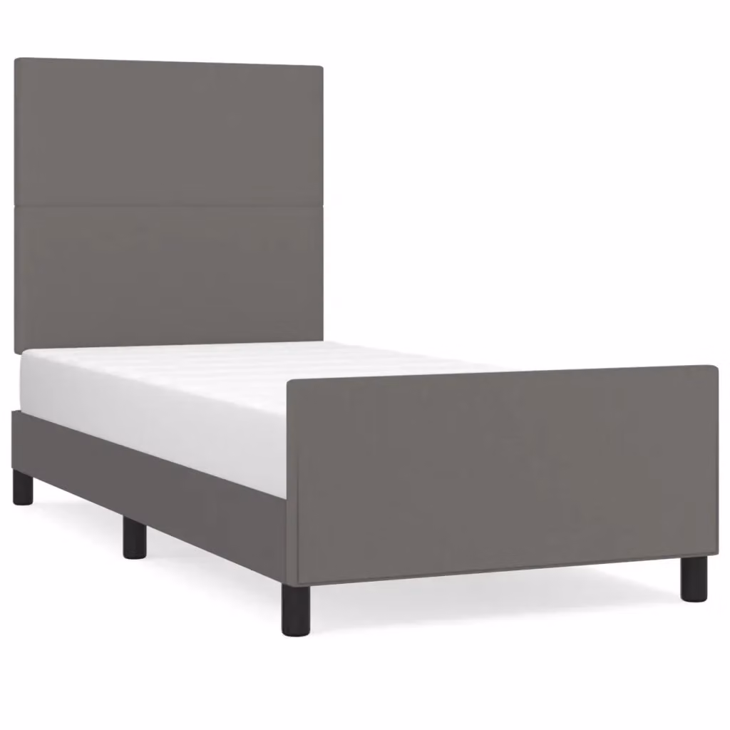 vidaXL Giroletto con Testiera in Similpelle Grigio L/P/H: 90 x 200 x 128 cm – 2