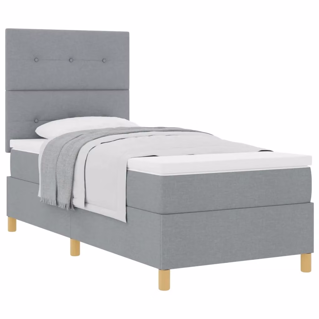 Letto a molle con testiera vidaXL in tessuto grigio, L/P: 100 x 200 cm – 2