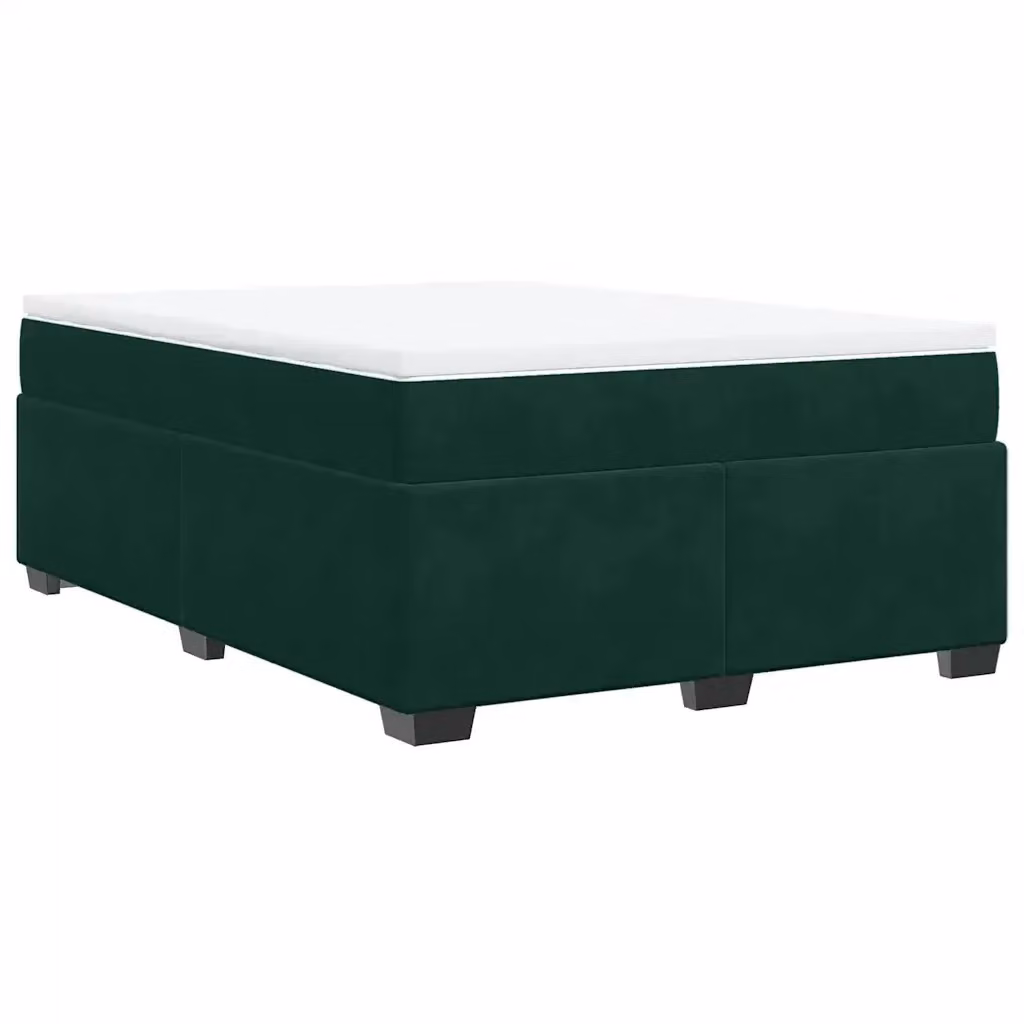 Letto Ibrido vidaXL con Giroletto a Molle e Materasso in Velluto Verde Scuro e Bianco L/P: 160 x 200 cm – 2