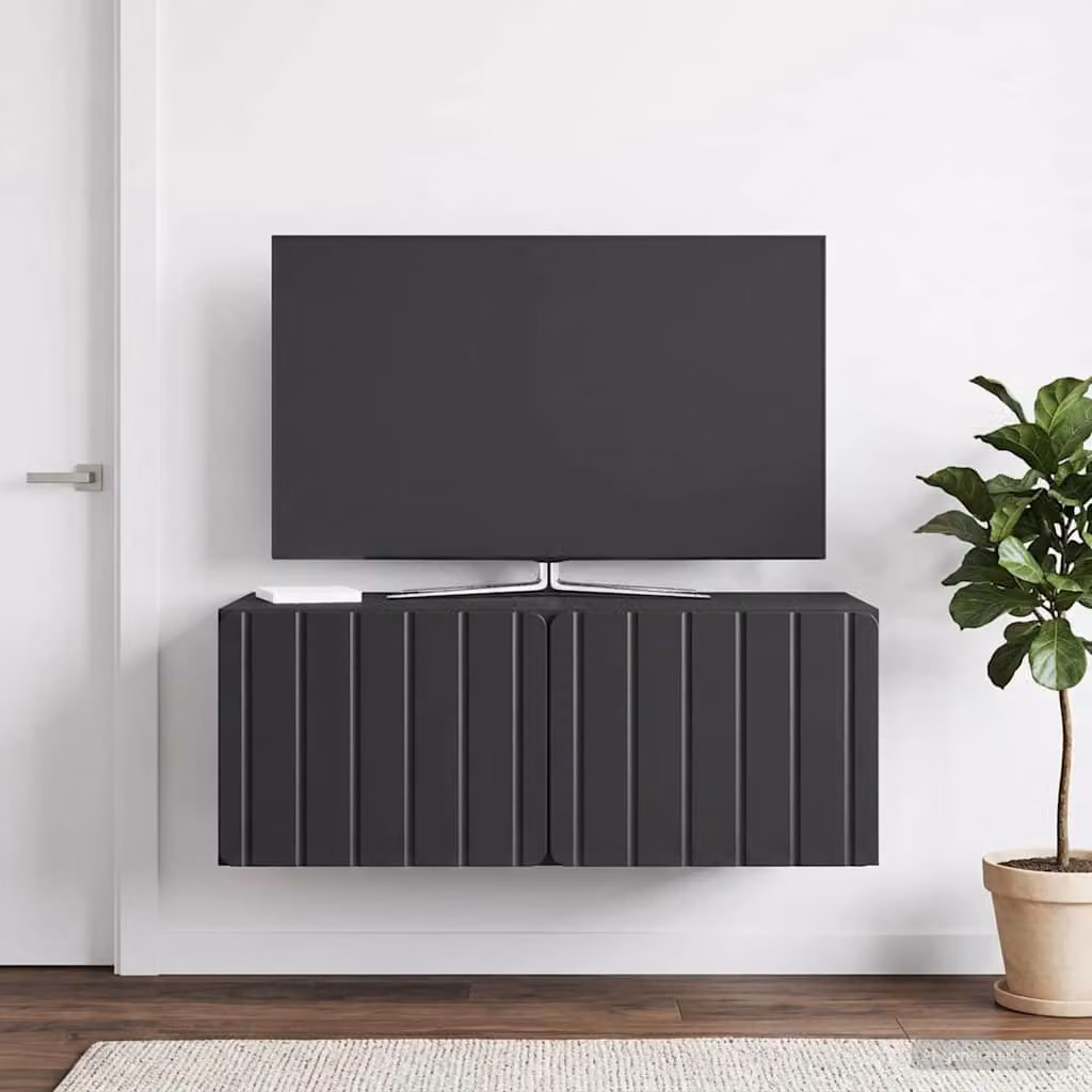 vidaXL Mobile Porta TV da Muro Moderno in MDF Nero L: 78,5 cm, P: 41 cm, H: 30 cm