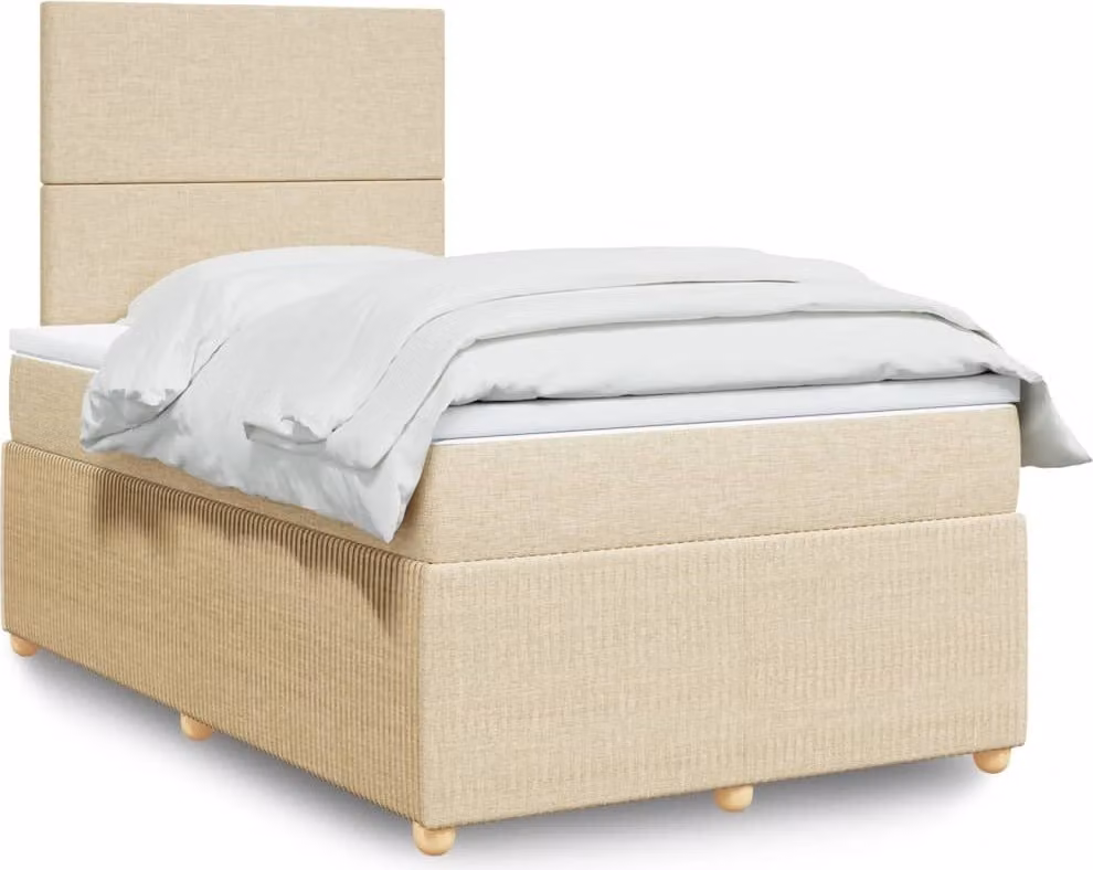 Maison Exclusive - Giroletto a Molle con Materasso Crema 120x200 cm in Tessuto