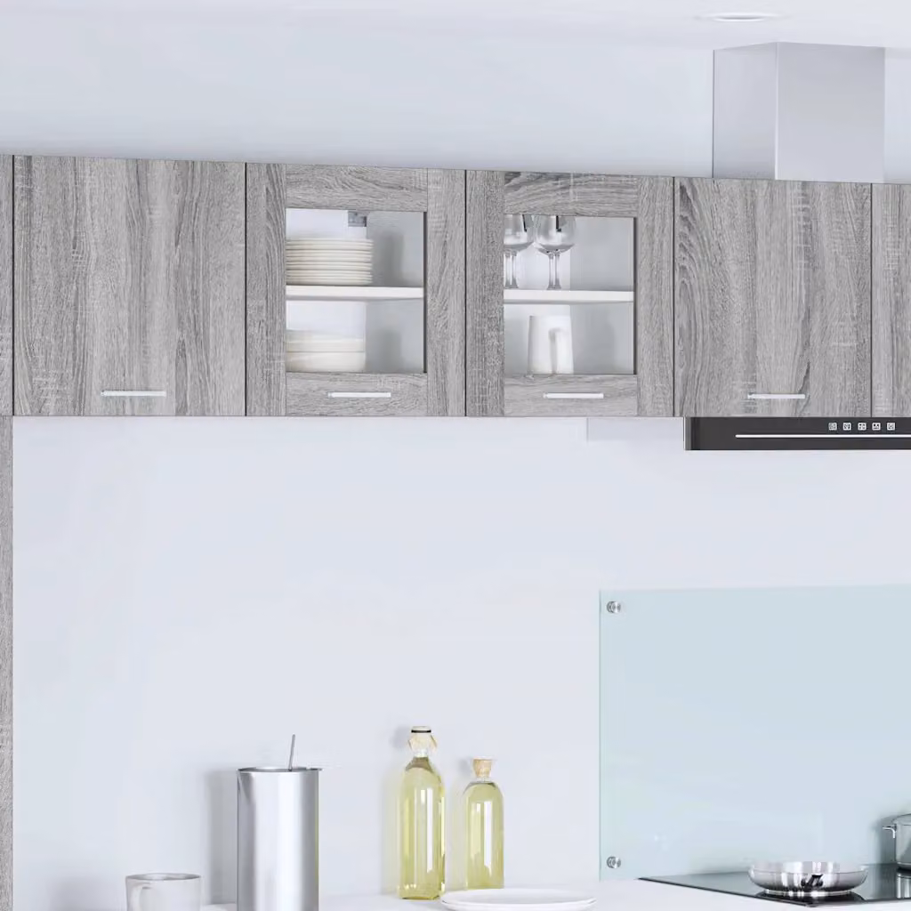 Armadio pensile da cucina vidaXL con ante in vetro, Grigio, L 40 cm x P 31 cm x H 40 cm