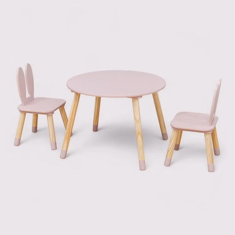 Hely - Set tavolino e 2 seggiole rosa per bambini