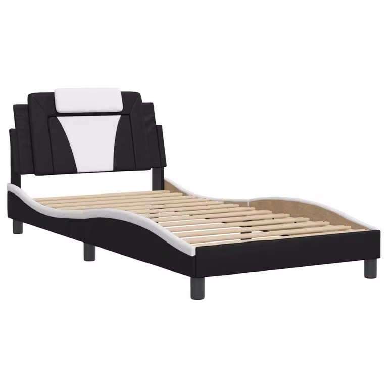 Giroletto Viana senza Materasso Nero e Bianco 100x200 cm in Pelle finta