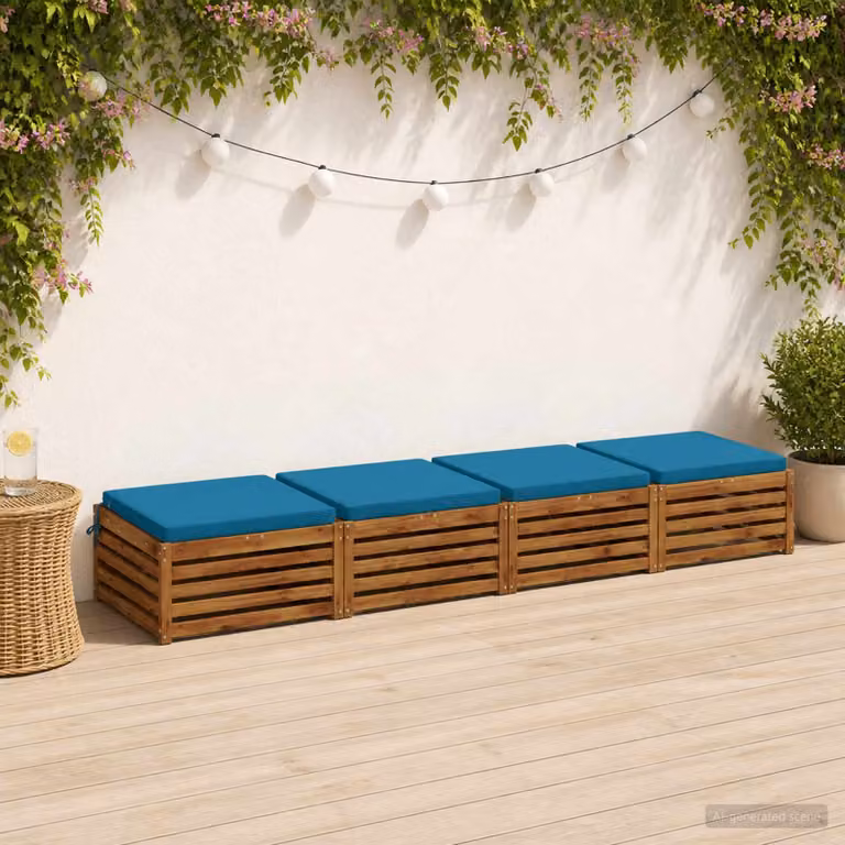 Set di 4 cuscini per sedia vidaXL SOEST in poliestere, forma quadrata, colore azzurro, con rivestimento lavabile e resistente ai raggi UV
