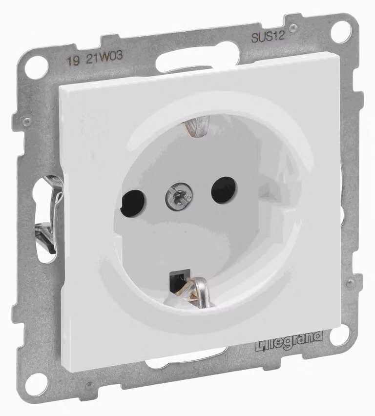 Presa di corrente Legrand SEANO con contatto di terra e protezione tattile avanzata, scatola di giunzione, terminali a innesto, 16A, 250V, ultra bianca, 765120